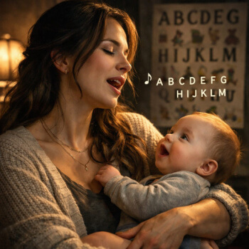 mother singing alphabet to baby
