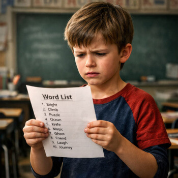 Most sight words are phonetic or have large phonetic parts. boy confused at word list