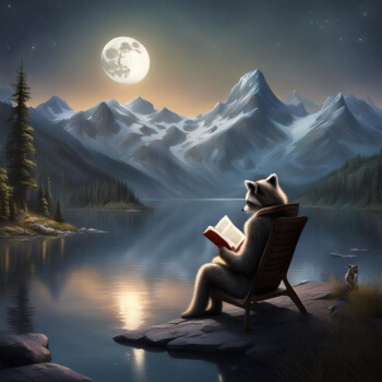 racoon reading