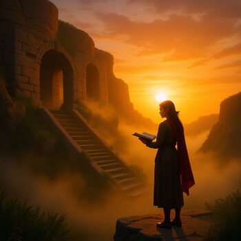woman standing with an open book