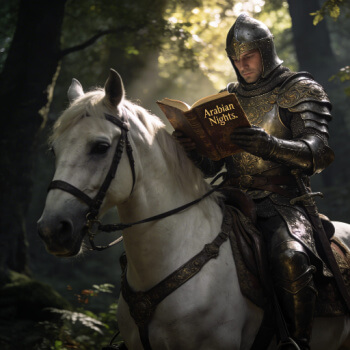 Reading makes a long journey go faster. Ivanhoe reading a book