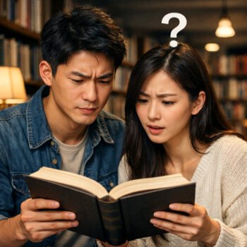 Asain couple reading